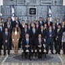  President Isaac Herzog and  Prime Minister Benjamin Netanyahu pose for a group picture of the then-new government, at the president's residence in Jerusalem, December 29, 2022