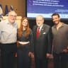 US AMBASSADOR Mike Huckabee (second right), Rock Camp founder David Fishof (left), and Israeli participants Valeria Dvorkin and Bar Rudaeff attend the screening.