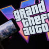 This illustration photo created in Los Angeles, December 4, 2023, shows Rockstar Games' Grand Theft Auto VI trailer played on a screen in front of the game title. 