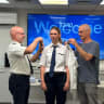 From right to left: Tal Madutzky, Arkia Captain; Adar Madutzky, Arkia Captain; and Noam Adar, Arkia Fleet Manager.