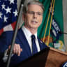 US Treasury Secretary Scott Bessent announces a new set of sanctions against Iran, describing them as "an economic D-Day", in the Cash Room at the Treasury Department on August 24, 2026 in Washington, DC.