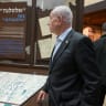 Prime Minister Benjamin Netanyahu is seen examining the Altalena exhibit following the discovery of the ship ‘Altalena’, at the Etzel Museum in Tel Aviv on August 24, 2026.