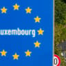  The border sign Luxembourg and the flag of Luxembourg (R), in Schengen, southern Luxembourg, on August 5, 2026. 
