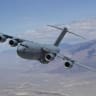 A US Air Force C-17 Globemaster III during a test flight; illustrative.