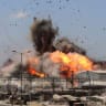 Smoke and a fire ball rise during an Israeli strike, carried out after the military warned Palestinian residents to evacuate the area of al-Zawayda, in the central Gaza Strip, on August 23, 2026.