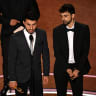 ISRAELI JOURNALIST and filmmaker Yuval Abraham (right) and Palestinian journalist and filmmaker Basel Adra accept the award for Best Documentary Feature for ‘No Other Land’ during the 97th Annual Academy Awards last year.