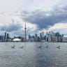 Canada geese swim in Lake Ontario near Centre Island in Toronto, Canada June 24, 2026. 