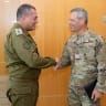 IDF Chief of Staff Lt.-Gen. Eyal Zamir meets US Air Force Chief Gen. Kenneth S. Wilsbach at the IDF's Kirya headquarters in Tel Aviv, August 23, 2026.