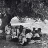 Children studying outdoors in Kfar Hasidim in August, 1925.