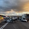 Four-way pile-up car accident on Highway 2 near Atlit on August 30, 2026.