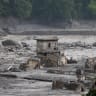 Damaged houses in the aftermath of flash floods and a mudslide, in Trishuli, Nuwakot district, Nepal, August 30, 2026.