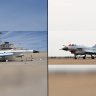 An experimental model of Israel Aerospace Industries' Lavi aircraft (left) and a Chinese J-10 fighter jet (right); Illustrative.