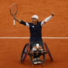  US Open Israeli tennis story by Howard Blas on Page 8 – 2 pictures – One of Israeli wheelchair tennis champion Guy Sasson.