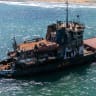 A drone view shows the Russian-flagged general cargo ship Omskiy-107 aground off the coast of Sile in Istanbul, Turkey, September 1, 2026.