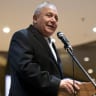 Gadi Eisenkot, leader of Yashar party and a former IDF chief of staff, speaks during an election campaign rally in Nordiya, Israel, Thursday, Aug. 31, 2026. 