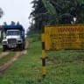 A truck drives along a high pressure oil pipeline in Ejamah-Ebubu, Ogoniland in Rivers State, southern Nigeria, on August 23, 2021. 