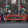 Palestine Action hunger striker supporters hold pro-IRA and pro-Palestinian banners while protesting in Parliament Square while waiting for the Derry delegation on December 15, 2025 in London, UK; illustrative.
