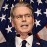 US Treasury Secretary Scott Bessent speaks during a press conference to outline further sanctions against Iran, at the Treasury Department in Washington, DC, US, August 24, 2026. 