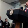  US Vice President JD Vance speaks during a press briefing, the first since Karoline Leavitt stepped down as press secretary, at the White House, in Washington, DC, US, September 3, 2026. 
