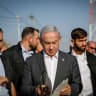 Prime Minister Benjamin Netanyahu arrives for a briefing near the Salem military post between Israel and the West Bank, Tuesday, July 4, 2023