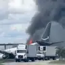 An Amazon-owned Boeing 767 cargo plane crashes after overshooting the runway at Miami International Airport, September 6, 2026.