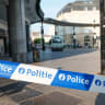 A police cordon is pictured outside Brussels Central railway station.