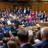 Britain's Prime Minister Andy Burnham speaks during Ministerial Statement on Government Direction at the House of Commons in London