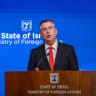 Foreign Minister Gideon Sa'ar hold a press conference at the Foreign Ministry in Jerusalem, September 8, 2026