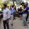 New Hampshire Democratic Senate Candidate Chris Pappas waves to supporters after he cast his ballot at a polling location on September 8, 2026 in Manchester, New Hampshire. 