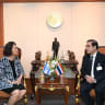 Thailand’s deputy prime minister and foreign minister, Sihasak Phuangketkeow meets with Israeli Ambassador to Thailand, Alona Fisher-Kamm, September 8, 2026.