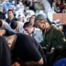 Jewish worshippers pray for forgiveness during Selichot prayers at the Tomb of Rabbi Shimon Bar Yochai in Meron, northern Israel, on September 3, 2026, ahead of the Jewish New Year.