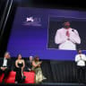Directors Yuval Abraham and Rachel Szor receive the Special Jury Award for "Naza" during the closing ceremony of the 83rd Venice International Film Festival, Italy, September 12, 2026. 