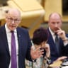 Scottish First Minister John Swinney (L) delivers a statement on the 2026 Programme for Government at Scottish Parliament on September 1, 2026 in Edinburgh, Scotland.