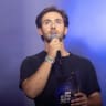 Former Gaza hostage Omer Shem Tov at the Civilian October 7 memorial ceremony at Hayarkon Park in Tel Aviv, marking two years since the October 7 massacre, October 7, 2025. 