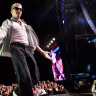 US rapper, singer, dancer and DJ, Benjamin Haggerty, known as Macklemore, performs at the Goldencoast Rap Festival in Corcelles-les-Monts, near Dijon, central-eastern France, on August 30, 2026.