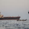 Commercial vessels are anchored off Yemen's coast at Bab al-Mandeb, in the straits connecting the Red Sea with the Gulf of Aden and the Indian Ocean on September 12, 2026