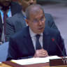 Representative of the internationally recognized Yemeni government, Abdullah Ali Fadhel al-Saadi, addresses the UN Security Council on Houthi escalation, September 15, 2026.