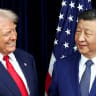 US President Donald Trump and Chinese President Xi Jinping react as they hold a bilateral meeting at Gimhae International Airport, on the sidelines of the Asia-Pacific Economic Cooperation (APEC) summit, in Busan, South Korea, October 30, 2025.