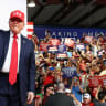 U.S. President Donald Trump attends a campaign rally in support of Republican U.S. Senate candidate Michael Whatley, at Gastonia Municipal Airport in Gastonia, North Carolina, U.S., September 16, 2026.