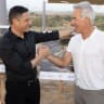 Beersheba Mayor Ruvik Danilovich with philanthropist Sylvan Adams, who pledged $100m. To help rebuild Soroka Media Center after it was hit by an Iranian missile in the 12-Day War.