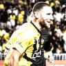 BEITAR JERUSALEM'S Shon Weissman celebrates during the 3-1 victory over Maccabi Petah Tikva, as the yellow-and-black is starting to find its footing early in the season.
