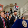 New York City Mayor Zohran Mamdani speaks during a press conference to announce new legal action to protect immigrant families at City Hall in New York, New York, US, September 14, 2026. 
