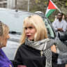 Singer Paloma Faith is seen backstage at the pro Palestine rally at Israeli Embassy on March 22, 2025 in London, England.