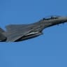  A US-AF Boeing F-15E Strike Eagle fight/bomber takes off from RAF Lakenheath on April 08, 2026 in Lakenheath, England.