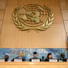UN High commissioner for Human Rights Volker Turk (3rd L) delivers his speech during the 63rd session of United Nations (UN) Human Rights Council, in Geneva, on September 7, 2026.