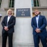 Logan Paul (L) and Jake Paul (R) visit the Pentagon to speak with US troops, September 20, 2026.