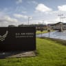 The sign of the U.S. Air Force Spangdahlem Air Base stands on October 22, 2020 in Spangdahlem, Germany.