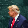 US President Donald Trump reacts as he addresses the 81st United Nations General Assembly at UN headquarters in New York City, US, September 22, 2026.