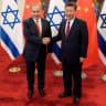 Chinese President Xi Jinping and Israeli Prime Minister Benjamin Netanyahu shake hands ahead of their talks at Diaoyutai State Guesthouse in Beijing, China March 21, 2017.