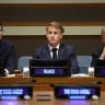 British Prime Minister Andy Burnham attends the Middle East peace event "The Road Ahead: One Year After the New York Declaration and the Comprehensive 20-point Peace Plan" with French President Emmanuel Macron and Canadian Prime Minister Mark Carney, during the United Nations General Assembly (UNGA)